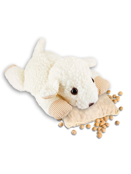 Kuschel-Lamm mit Kirschkernkissen, 100 % Schurwolle, 15 x 25 cm 