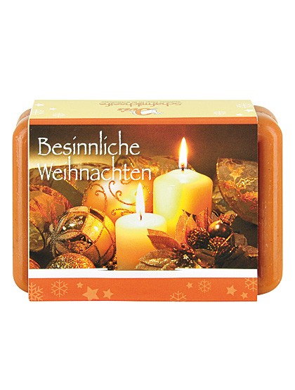 Schafmilchseife „Zimt“ mit Weihnachtsgruß-Klappkarte