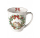 Porzellanbecher „Vögel im Christrosen-Kranz“, 10,5 cm